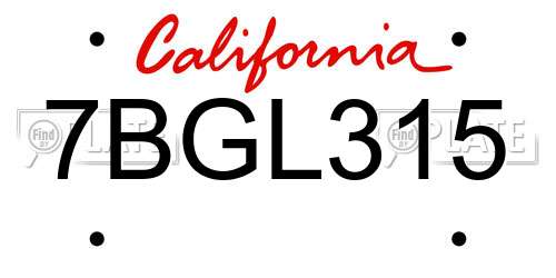 7BGL315 California License Plate
