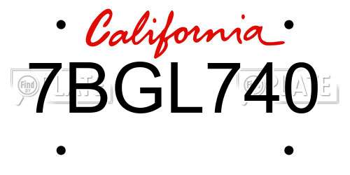 7BGL740 California License Plate