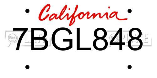 7BGL848 California License Plate