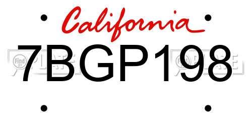 7BGP198 California License Plate