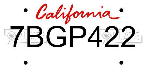 7BGP422 California License Plate