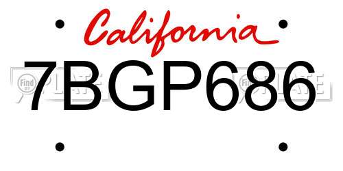 7BGP686 California License Plate