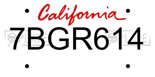 7BGR614 California License Plate