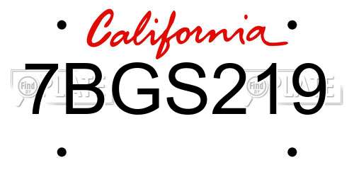 7BGS219 California License Plate