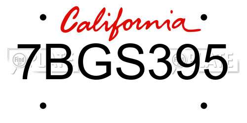 7BGS395 California License Plate