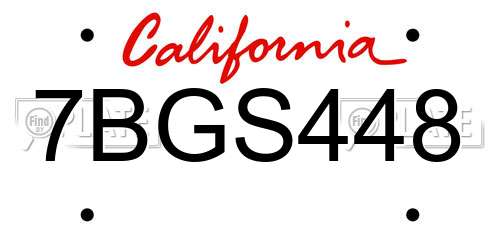 7BGS448 California License Plate