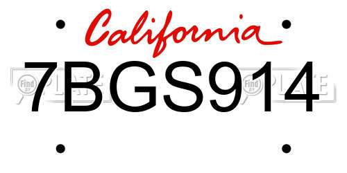 7BGS914 California License Plate
