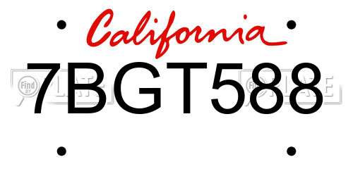 7BGT588 California License Plate