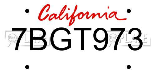 7BGT973 California License Plate