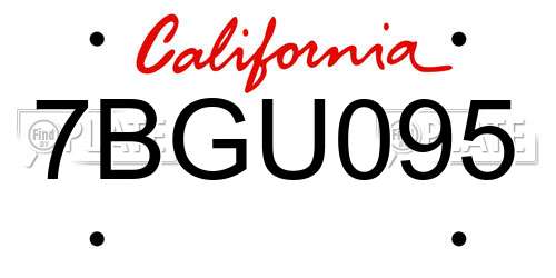 7BGU095 California License Plate
