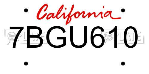 7BGU610 California License Plate