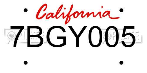 7BGY005 California License Plate