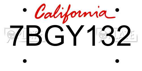 7BGY132 California License Plate