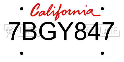 7BGY847 California License Plate