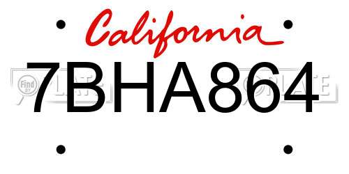 7BHA864 California License Plate