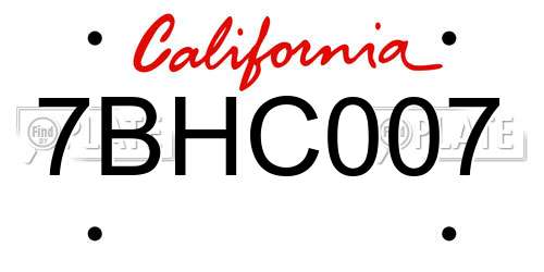 7BHC007 California License Plate