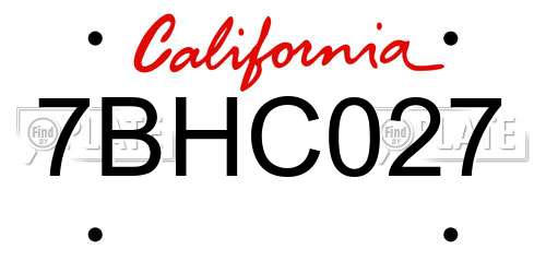 7BHC027 California License Plate