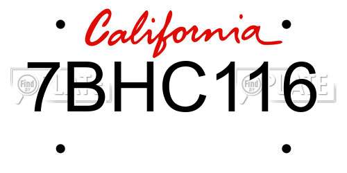 7BHC116 California License Plate