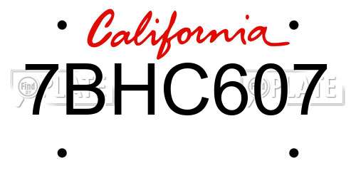 7BHC607 California License Plate