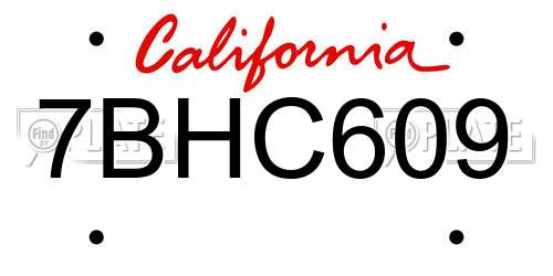 7BHC609 California License Plate