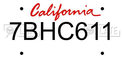 7BHC611 California License Plate