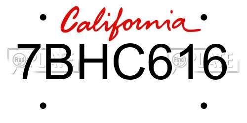 7BHC616 California License Plate