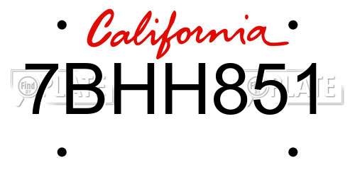 7BHH851 California License Plate