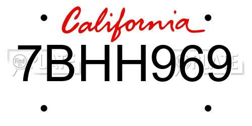7BHH969 California License Plate