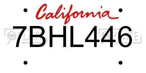 7BHL446 California License Plate
