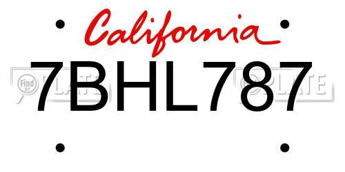 7BHL787 California License Plate