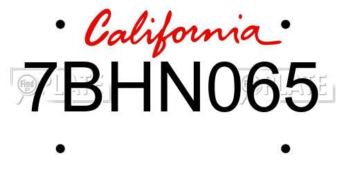 7BHN065 California License Plate