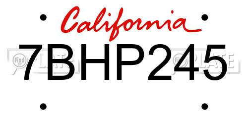 7BHP245 California License Plate