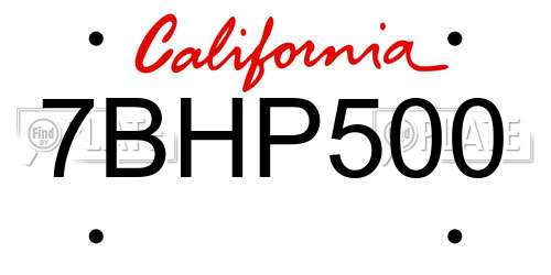 7BHP500 California License Plate