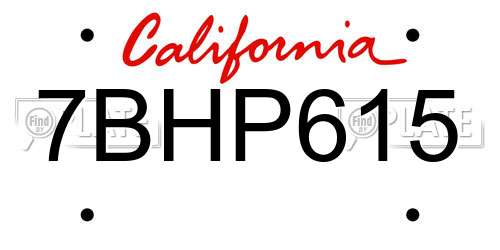 7BHP615 California License Plate
