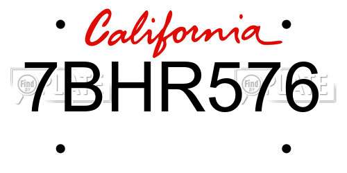 7BHR576 California License Plate