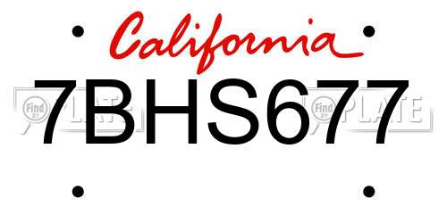 7BHS677 California License Plate