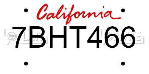 7BHT466 California License Plate