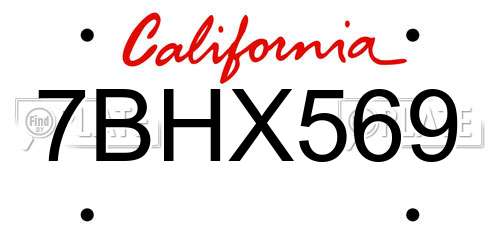 7BHX569 California License Plate
