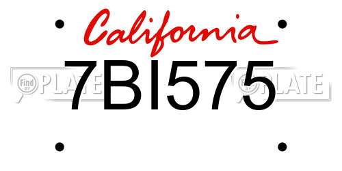 7BI575 California License Plate