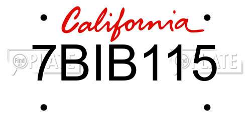 7BIB115 California License Plate