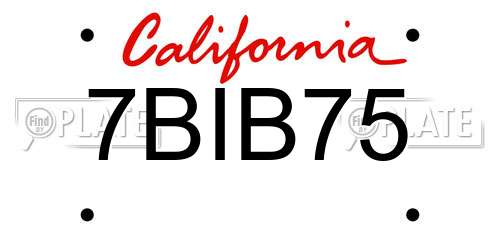 7BIB75 California License Plate