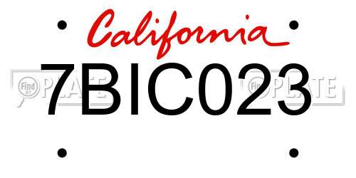 7BIC023 California License Plate