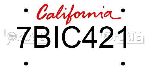 7BIC421 California License Plate