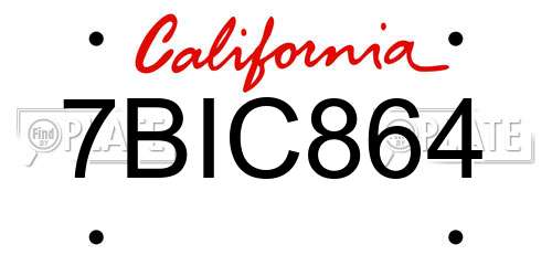 7BIC864 California License Plate