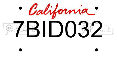 7BID032 California License Plate