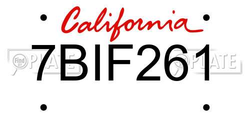 7BIF261 California License Plate