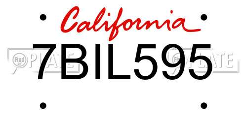7BIL595 California License Plate