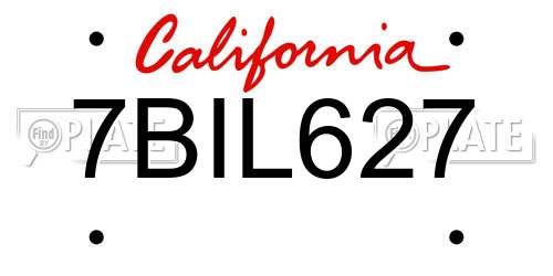 7BIL627 California License Plate