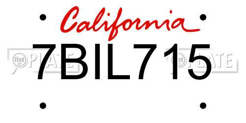 7BIL715 California License Plate