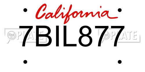 7BIL877 California License Plate